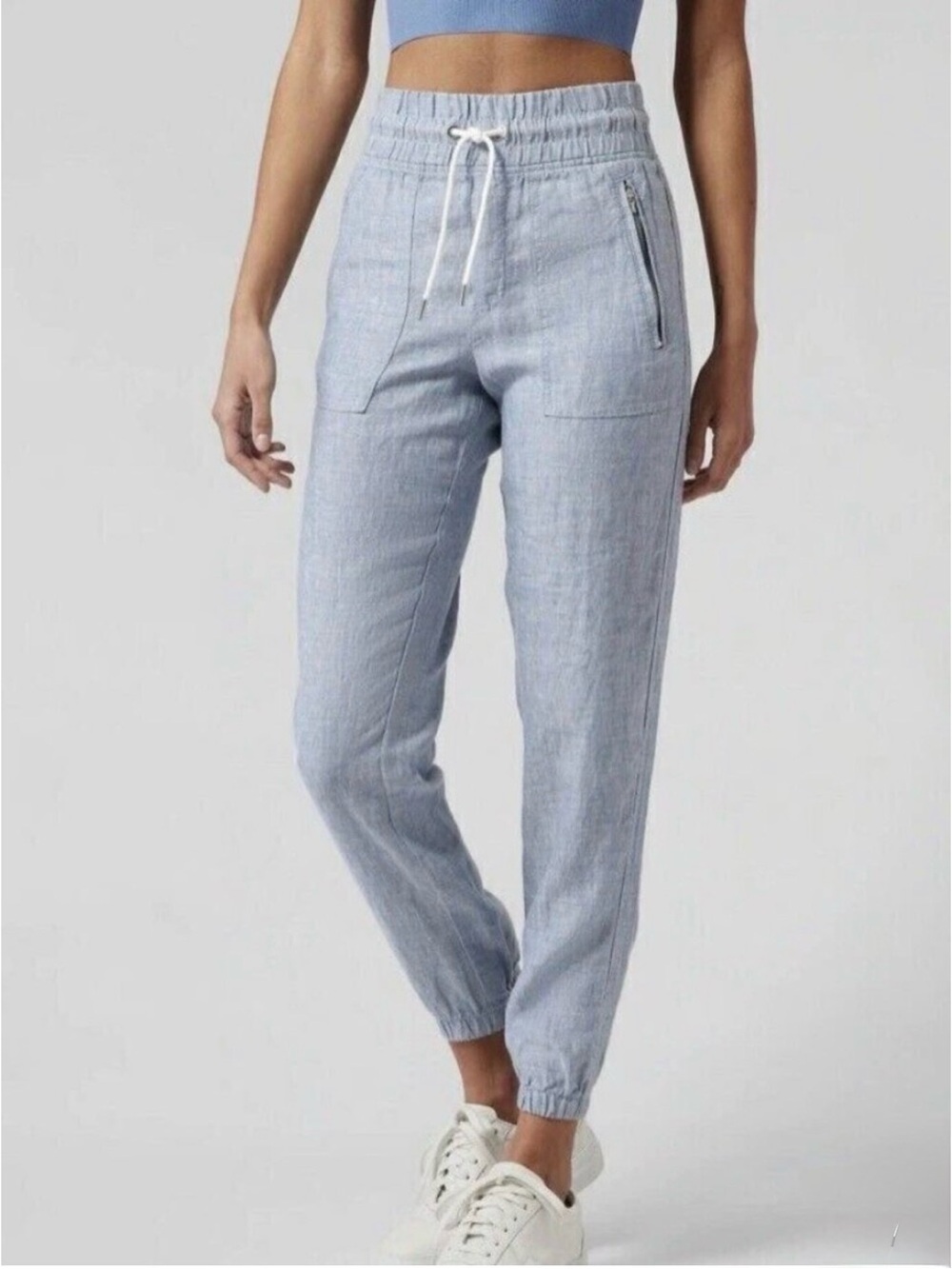 Athleta Cabo Linen Chambray Blue Jogger